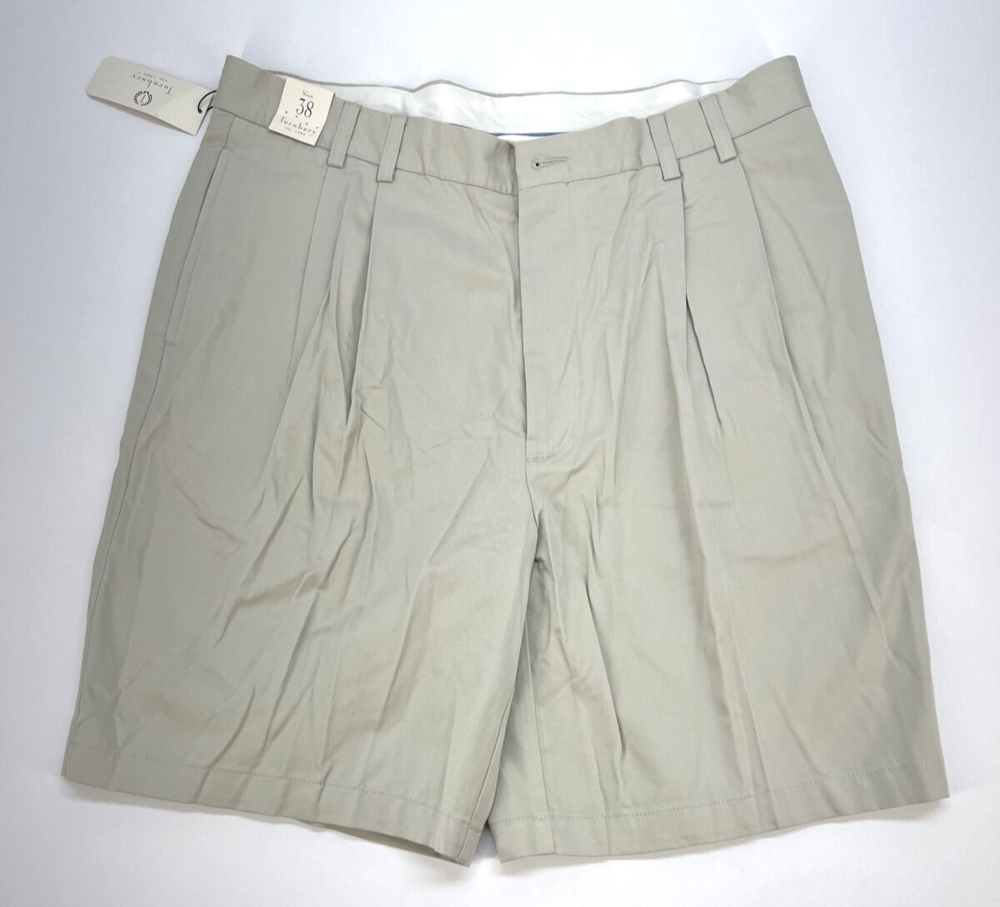 Turnbury Zip Pleated Front Cotton Blend Shorts Men’s 38 Beige NWT